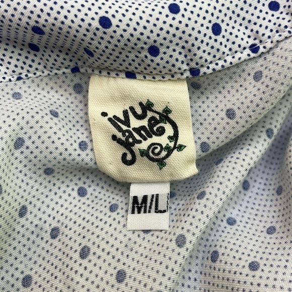 Ivy Jane blue polka dot v neck blouse size medium/large - Picture 6 of 8